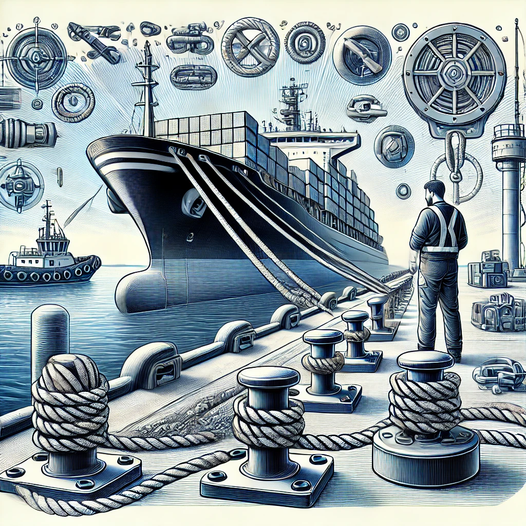 DALL·E 2025-01-12 12.53.16 - A detailed illustration representing mooring solutions services. The image features a docked ship securely tied with heavy-duty mooring ropes and equi DALL·E 2025-01-12 12.53.16 - A detailed illustration representing mooring solutions services. The image features a docked ship securely tied with heavy-duty mooring ropes and equi